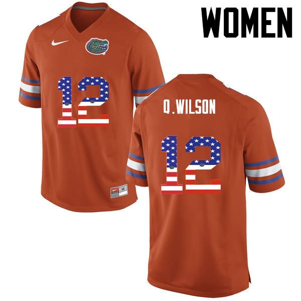 Women's NCAA Florida Gators Quincy Wilson #12 Stitched Authentic USA Flag Fashion Nike Orange College Football Jersey YEJ2265TX